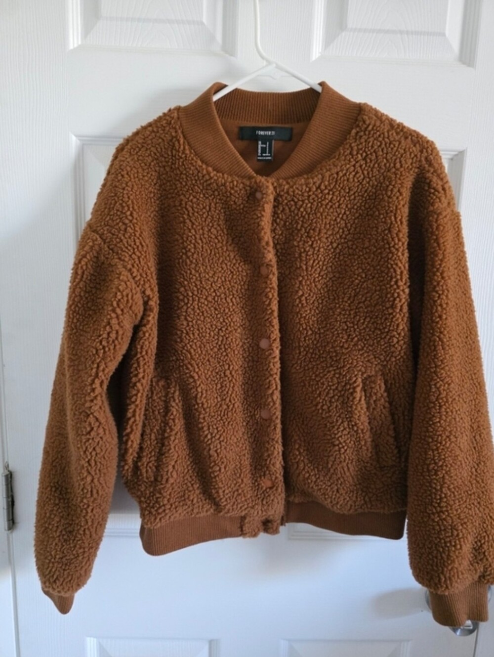 Forever 21 Rust Brown Sherpa Teddy Bomber Jacket.  Size S.